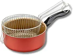 Panela Fritadeira Marcolar Antiaderente com Cesta 20cm (Cereja)