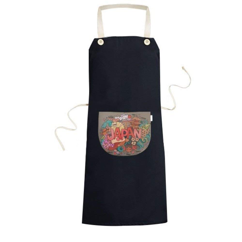 Tablier noir Sakura et Geisha avec poche réglable pour la cuisine et le chef