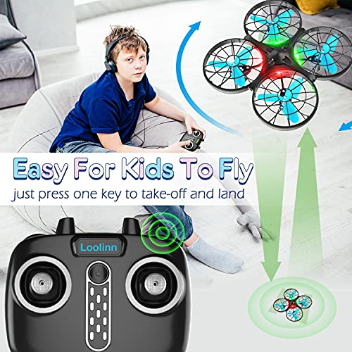 Loolinn | Drone for Kids Gift- Mini Drones, RC Drone with Auto Anti-Collision Technology/Easy to Fly/Safe for Kids / 360° Flip/Hand-Controlled Mode/Gift Toys for Boys and Girls