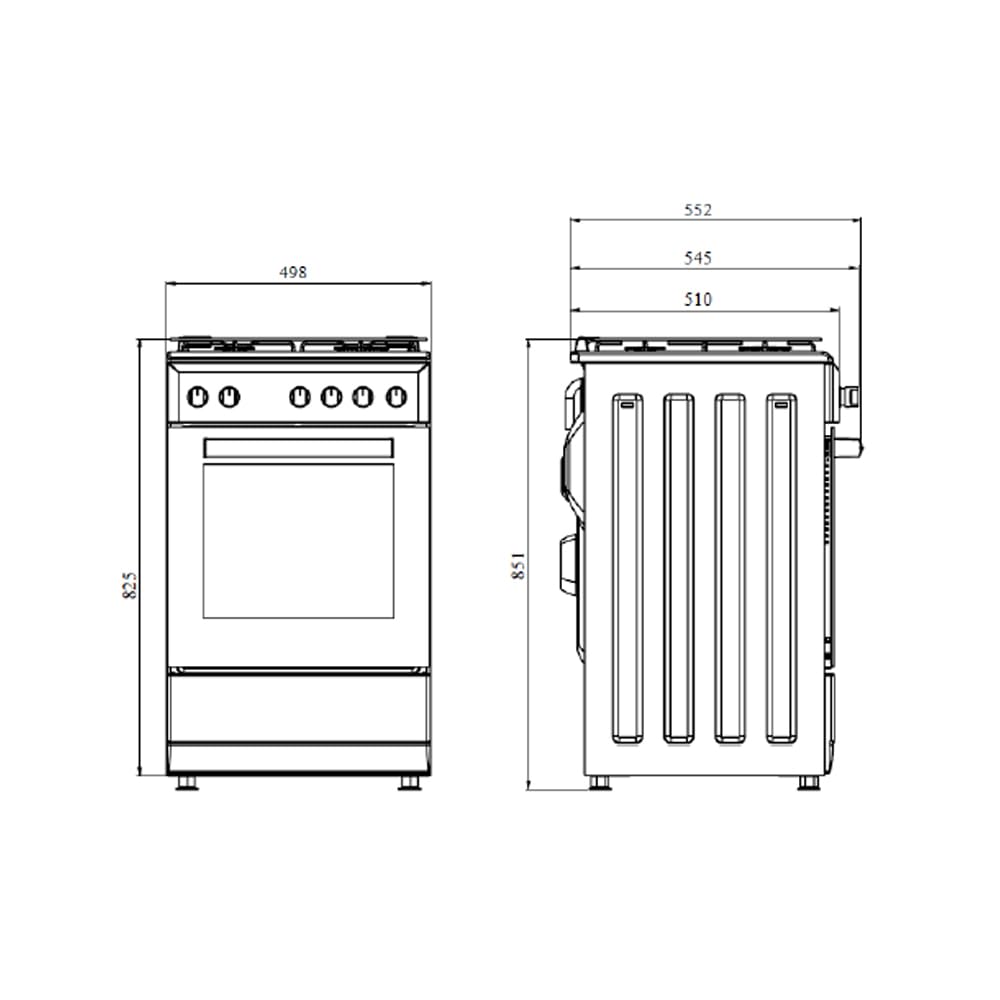 Svan Cocina Mixta gas Butano 4 Zonas Inox SKM4500X. Kit Conversión Gas Natural, Acabado en Inox