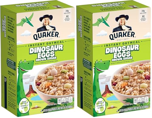 Image of Quaker, Instant Oatmeal, Dinosaur Eggs Brown Sugar,1.76 (Pack of 16), 14.1 Oz