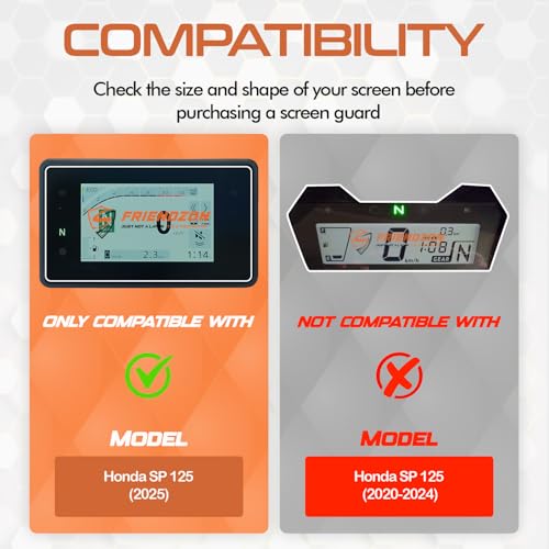 Image of Screen Guard For HONDA SP 125 Bike 2025 || Anti Scratch || Water Resistant || HD Clear || TFT Instrument Cluster Protector || Speedometer Accessory [Not Tempered Glass] (Pack of 2)