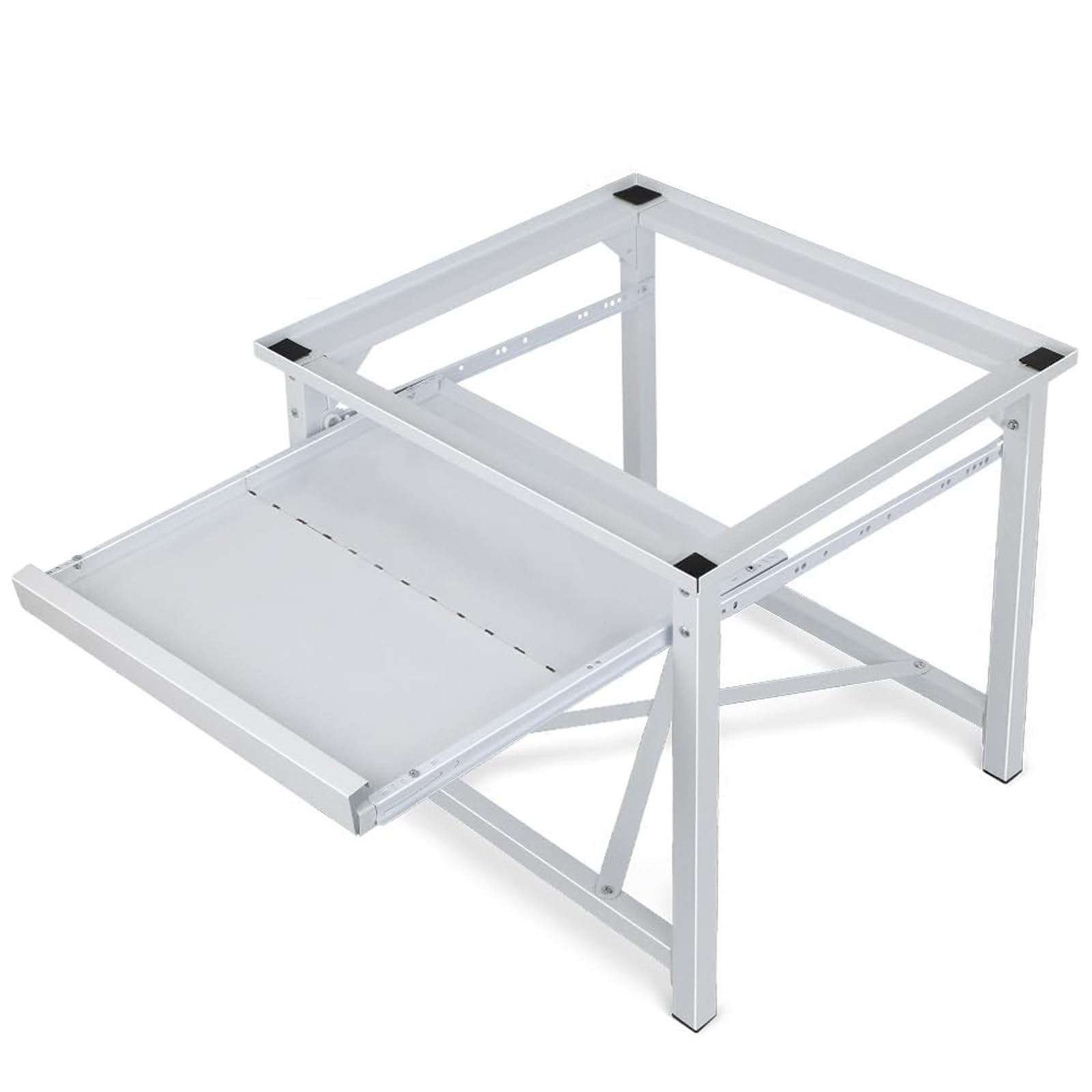 Base in acciaio per lavatrici con ripiani, fino a 150 kg, stabile base per lavatrici con cuscinetti antiscivolo, piedistallo rialzo per asciugatrice, frigorifero, bianco, 60 (L) x 56 (L) x 52 (H) cm