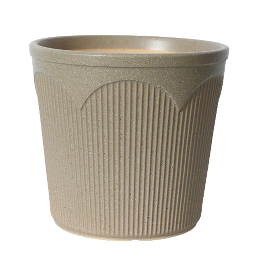 Vasi da Giardino Vaso da Fiori in Ceramica, vasi per Piante Marroni con Motivo Verticale con Foro di drenaggio e piattino per Decorazioni per Interni ed Esterni