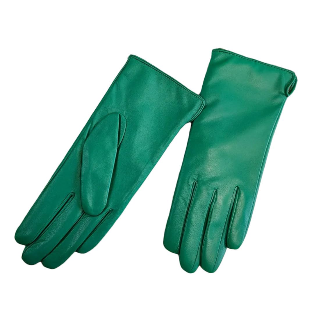 Guantes de piel de oveja para mujer, estilo clásico, recto, forro de punto, guantes de conducción de invierno EN8 8, EN8, 36