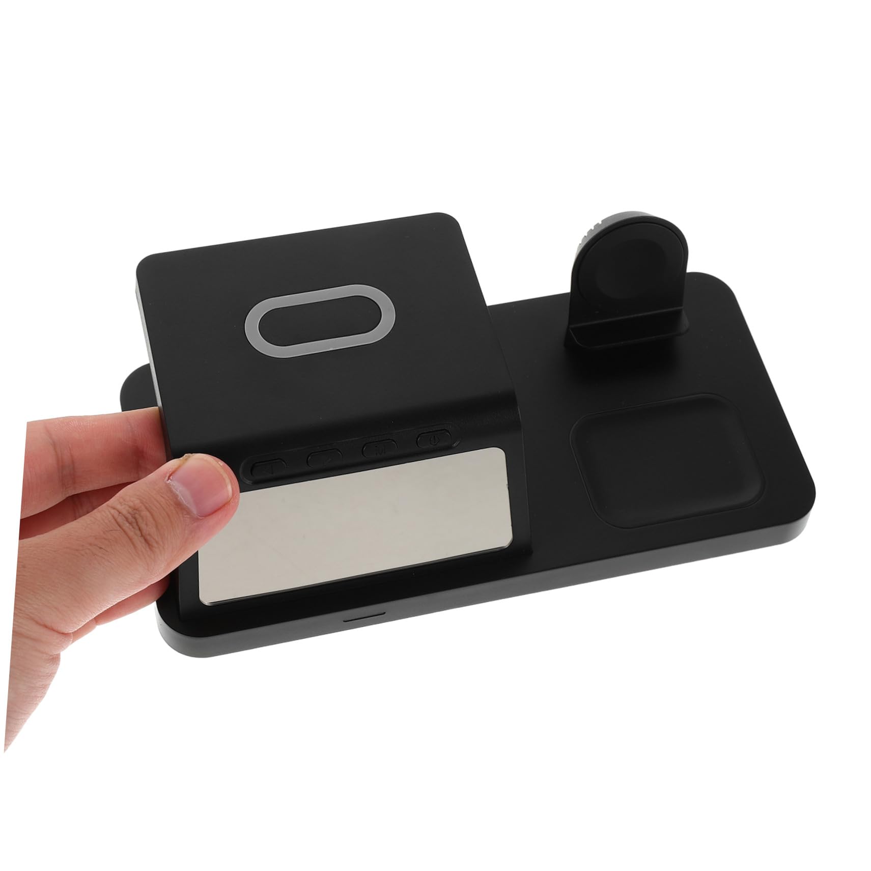 Angoily 15w Caricatore Wireless con Orologio Supporto di Ricarica Dock di Ricarica Rapida da Compatibile con Vari Dispositivi Design Moderno per Comodino e Viaggio