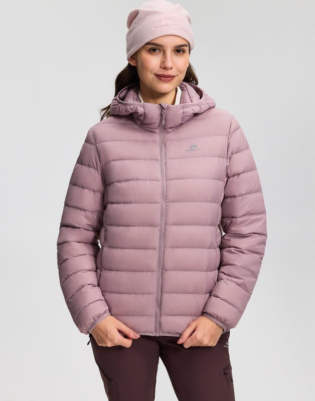 Pioneer Camp Daunenjacke Damen Leicht Packable Insulation Übergangsjacke Steppjacke mit Kapuze und Reißverschluss Taschen Winterjacke für Wandern Reisen