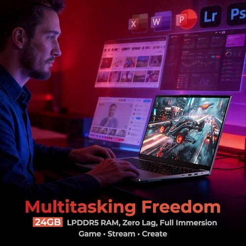 Image of 2026 15.6 inch FHD Gaming Laptop: AMD Ryzen 7 6800H 45W TDP, 24GB RAM, 1TB NVMe SSD, Windows 11 Pro, Keyboard, 6 Ports, Lightweight 3.5lb for Gaming, Students, Programming, Video Editing