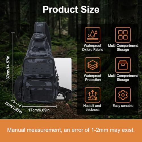 Image of GUSTAVE BlowBak Tactical Fishing Sling Bag, Lightweight WeatherReady Backpack with Gear Storage, ConcealedCarry Design, Rod Holder & Customizable System for Hiking, Kayaking, and Outdoor Trips