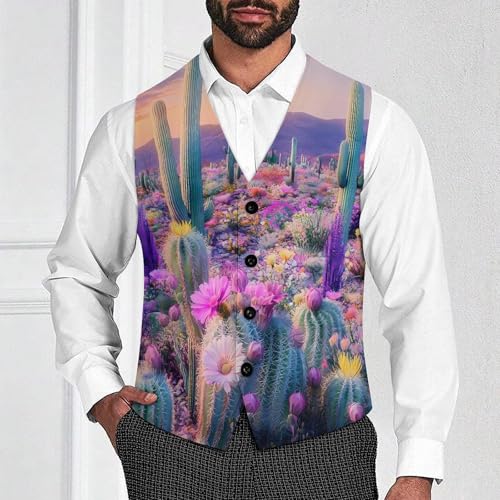 Cactus Succulent Mens Slim Fit Suit Vest Dress Waistcoat Casual Business Vest2