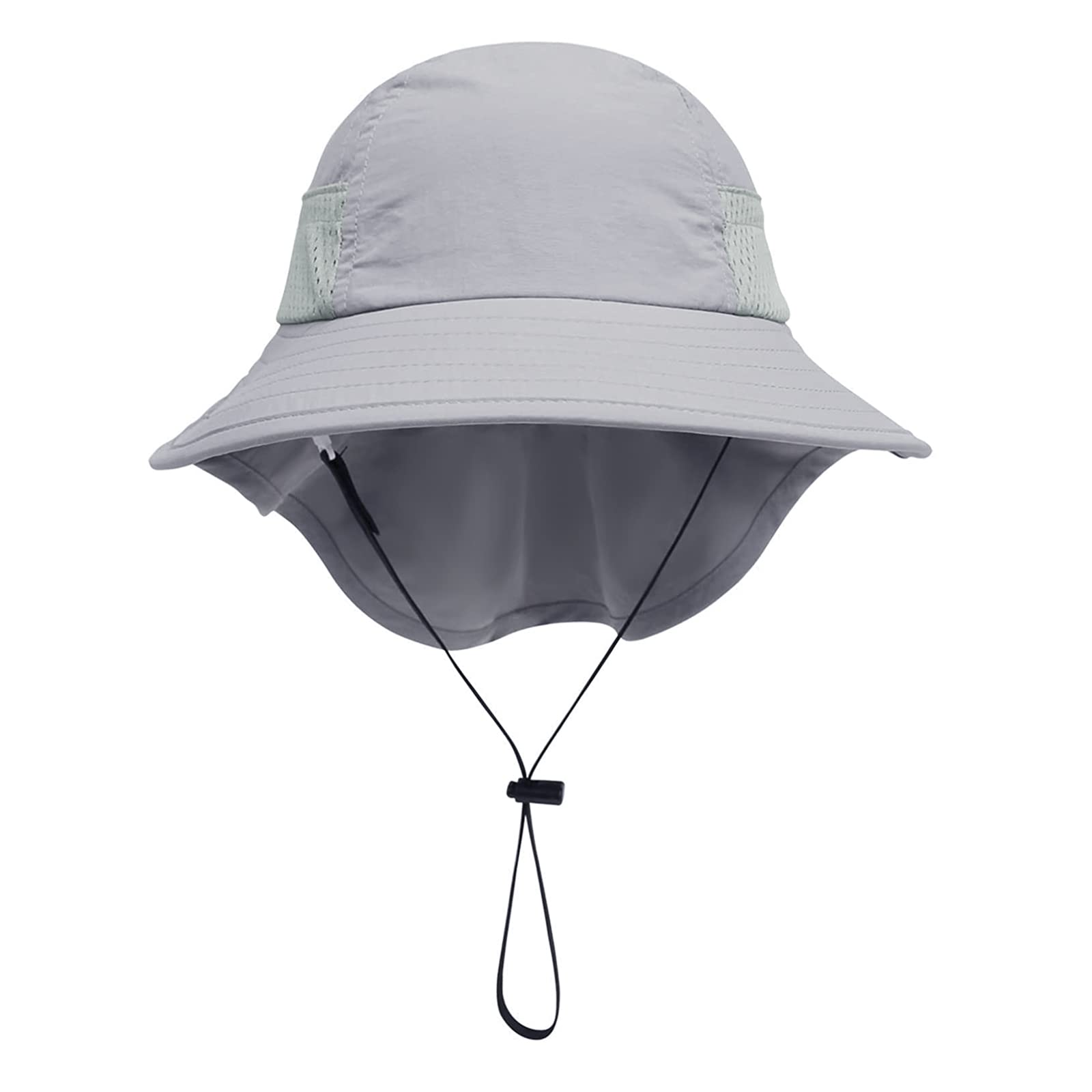 Kids Sun Visor Hat Cap Fisherman Hat with Neck Flap Wide Brim UPF 50+ Travel Beach Fishing Hats for Boys Girls Grey