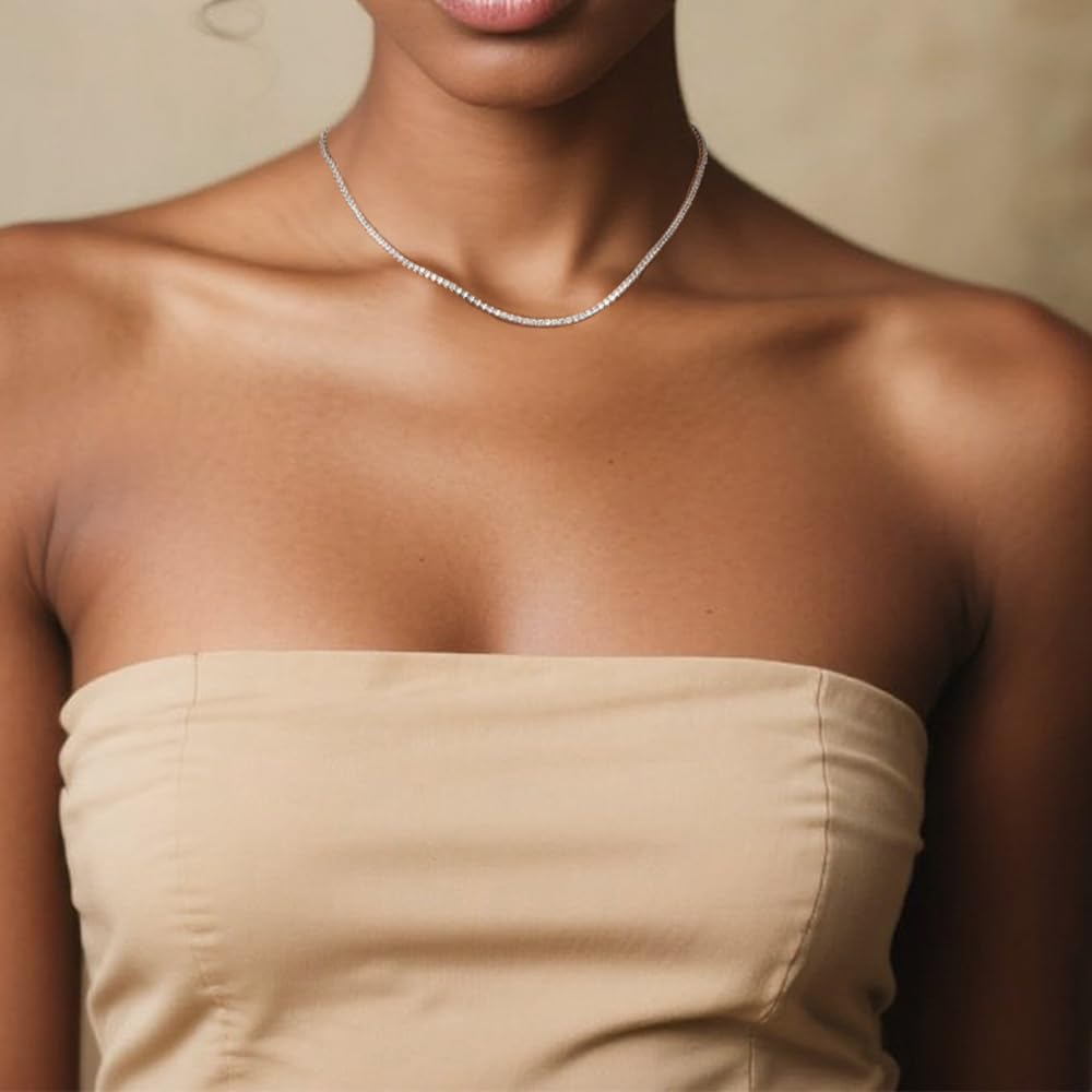 Adjustable Tennis Necklaces for Women Dainty 18K Gold Plated Cubic Zirconia Tennis ... - Image 2