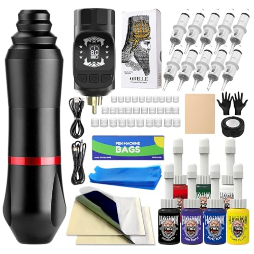 Hawink Wireless Rotary Tattoo Kit with Power Supply & Ink