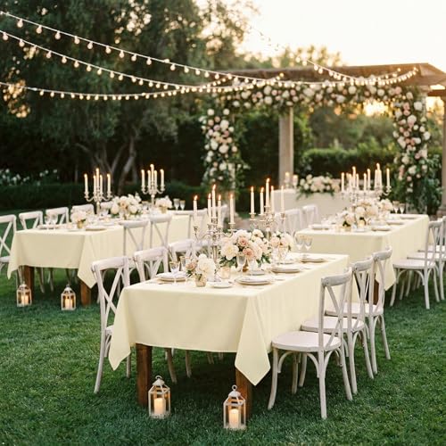 Image of sancua Rectangle Tablecloth - 54 x 78 Inch - Stain and Wrinkle Resistant Washable Polyester Table Cloth, Decorative Fabric Table Cover for Dining Table, Buffet Parties and Camping, Beige