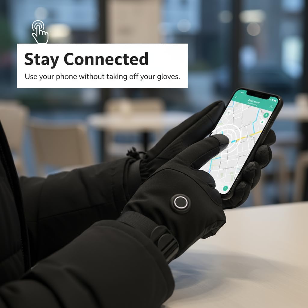 Rechargeable Heated Gloves for Men Women, 7.4V Waterproof Touchscreen Electric Ski Gloves with 3-8 Hours Heating for Winter Outdoor Work, Skiing, Hunting, Hiking, Camping, Riding, Fishing - Image 4