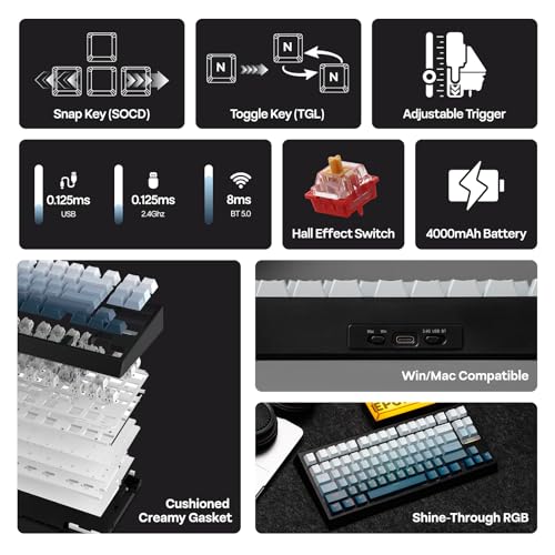Image of EPOMAKER G84 HE Wireless Hall Effect Keyboard, 8K Polling & 8000mAh, SOCD & DKS, Gaming Keyboard with Fast Trigger & Adjustable Actuation, RGB Backlit, PBT Keycap, Hot-Swap, for Win /Mac (Black)