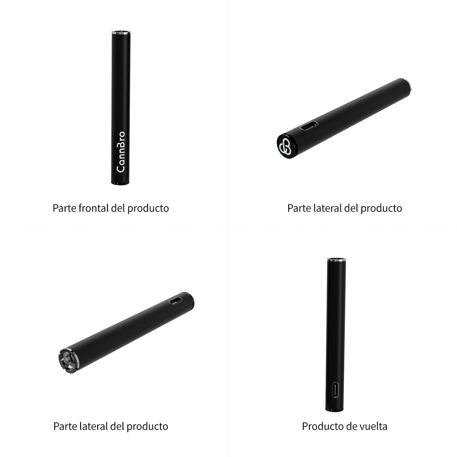 CannBro 510 Type-C Vape Battery - 290mAh, Activated by Inhalation,  Compatible with Cartridges, Ideal for CBD Oil, Hemp Oil and e-Liquids.  (Black) : Amazon.es: Electronics