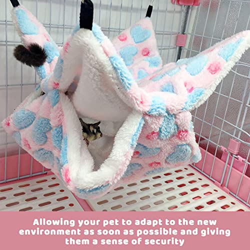 BOWINR 2 Pieces Small Pet Cage Hammock Guinea Pig Bunkbed Hanging Hammock Soft Warm Small Animals House Cage Accessories for Hamster Ferret Guinea Pig Squirrel Chinchilla Rat - Thumbnail 6