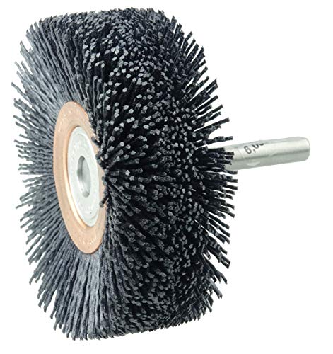 Image of Weiler 86154 Bore-Rx Brush Deburring Tool, 4 inch ID, 0.26 /120CG Crimped Fill, 3 /8 inch Stem, Made in the USA