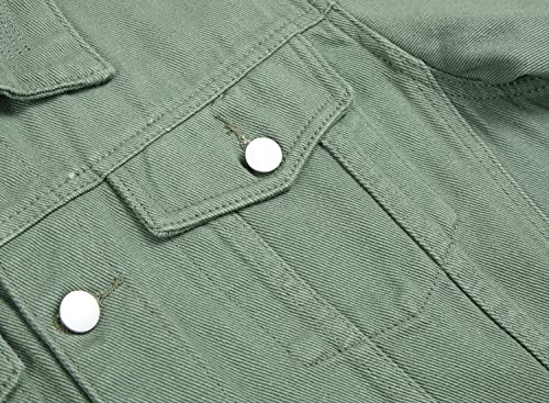 Image of LZLER Men's Denim Jackets Distressed Destroyed Classic Vintage Slim Fit Ripped Fashion Trendy Trucker Jean Jackets