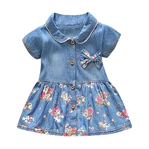Clode Baby Girls Denim Dress with Floral Print Cover