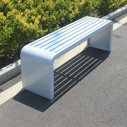 Banco de jardín de metal resistente a la intemperie de 3 plazas para exteriores, banco de flores, elegante mueble de jardín para patio, balcón y parque (blanco, 100 cm)