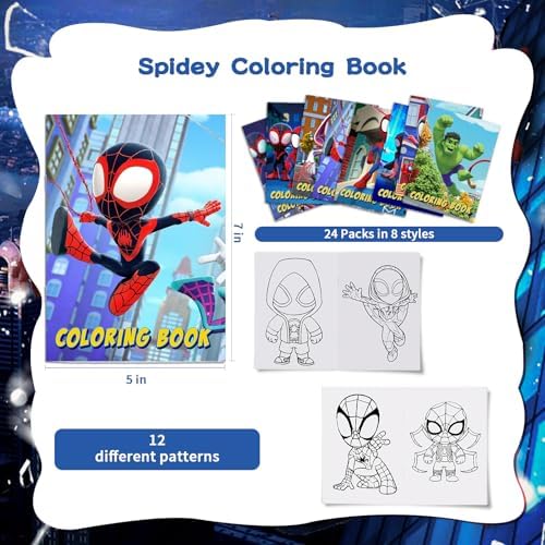 Spidey Party Supplies, 24Pcs Coloring Books for Spidey Birthday Party Gifts, Goodie Bag Stuffers, Classroom Rewards, 8 Styles image 5