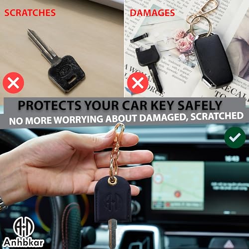 Image of Leather Keys Sleeve for Broken Car Key Loop Replacement, Keychain Cover Cute Protector and Holder for Men, Women