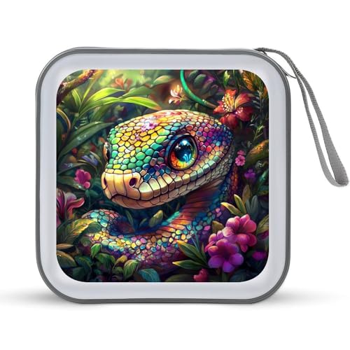 Colorful Flower Snake CD Case Plastic DVD Case Holder Wallet Disc Storage Organizer for Car Travel
