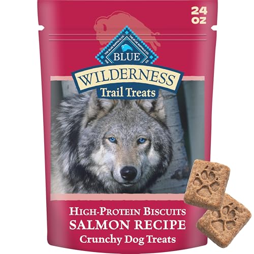 Blue Buffalo Wilderness Trail Treats Crunchy Dog Biscuits, Grain-Free and High-Protein Dog Treats Made with Natural Ingredients, Salmon Recipe 24-oz Bag