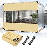 Beeplove 8x10ft Private Vinyl Outdoor Curtains for Patio Waterproof - Heavy Duty Windproof Clear Patio Winterizing Porch Enclosure with Brass Grommets for Winter Pergola Porch Gazebos Balcony