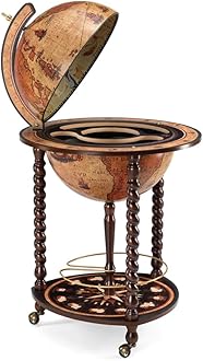 Waypoint Geographic Explora Bar Globe, 16” Diameter Elegant World Globe, Liquor Storage Mini Bar Globe for Home and Office Decor, 36.56" H x 23" W x 16" D, Honey Brown