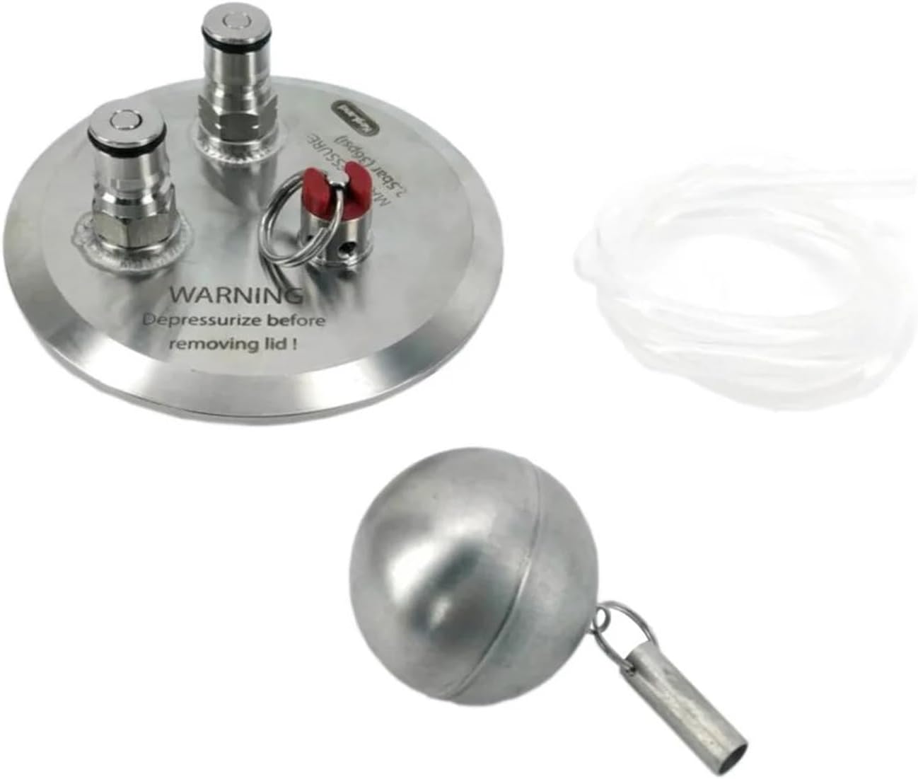 4 Inch Tri-Clover Kegmenter Lid with Balll Lock Posts Floating Dip Tube and Pressure Relief Valve Beer Home Brewing