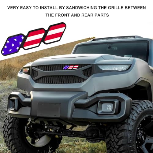 Image of Car Grille Decor Badge, Tri-Color Front Grille Decoration Label Emblem, Creative Badge Decal Auto Bumper Trim Compatible with Tacoma 4Runner, Exterior Car Accessories (Style F)