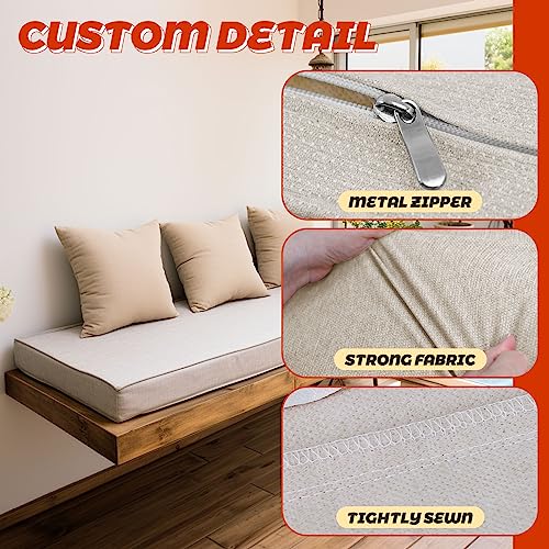 Mudilun Custom Outdoor Bench Cushion Cover For Patio Furniture Indoor Anti-Slip Cushion Covers Replacement Double Piping Waterproof Garden Rocker Slipcovers(Custom Size,100+Colors) #TOP2