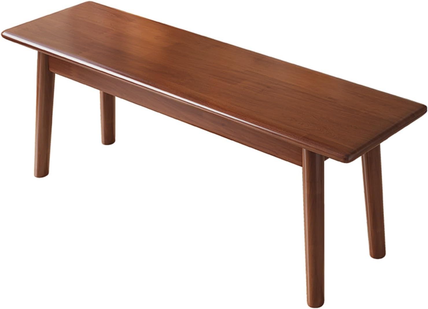 HARELA Wooden Farmhouse Dining Bench, Entryway Shoe Rack Bench, End of Bed Bench with Rounded Corner, for Kitchen Living Room Bedroom Hallway Entryway, Easy Assembly(Walnut,120cm/47.2in)