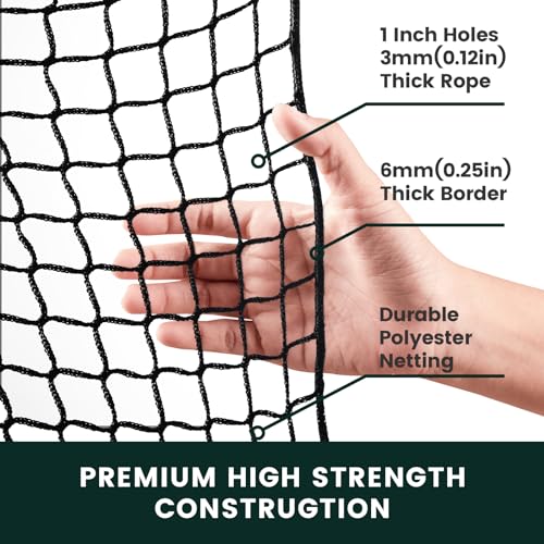 Hittop Sports Netting,Hitting Net with 33Feet Nylon Rope for Golf, Baseball, Hockey, Soccer, LAX and More - 10x10ft/10x15ft/10x20ft/10x25ft/10x30ft/10x40ft/15x15ft... by Hittop - Image 3