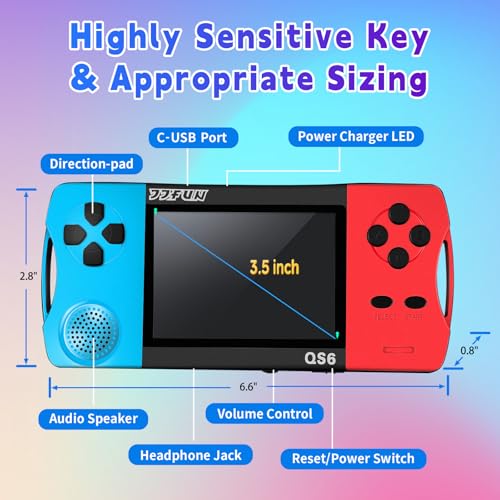 Handheld Game Console for Kids 3.5" IPS Large Screen Rechargeable,Preloaded 216 Video Games ,Arcade Electronic Toy Birthday Xmas Present for Girls—BlueRed - Image 3