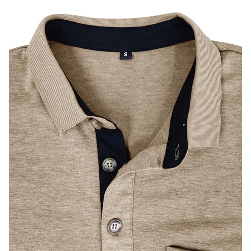 Image of Men's Short Sleeve Polo Shirts Buttons Collared T Shirts with Pocket | Moisture-Wicking,Soft Stretch Fabric, Lightweight,Structured Collar,Business Casual, Golf, Office,All-Day Comfort