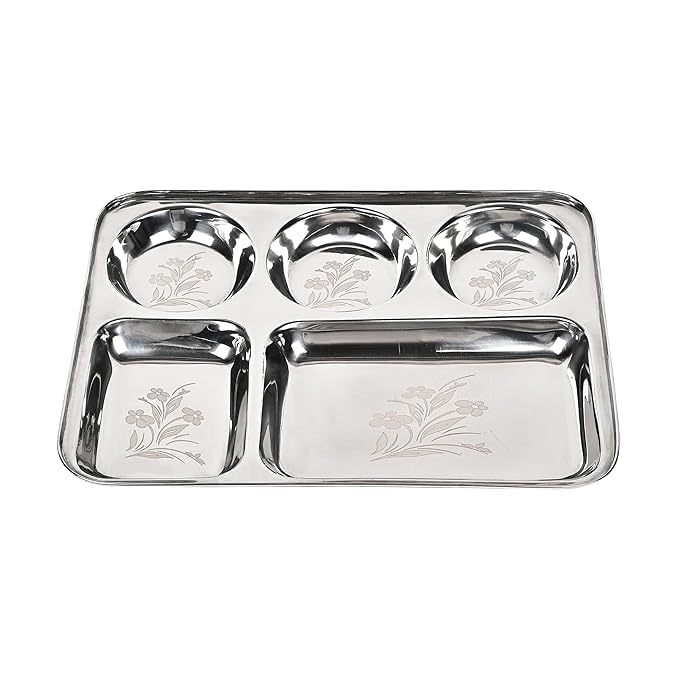 Stainless Steel Partition Plate 5 in1 / Bhojan Thali/Dinner Plate Set of 1-picture-31