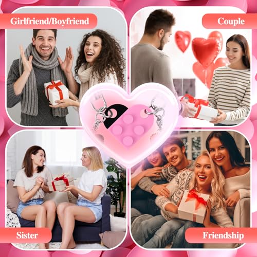 Image of Personalized Brick Matching Heart Keychains, Initial Cute Keychains for Couple Boyfriend Girlfriend