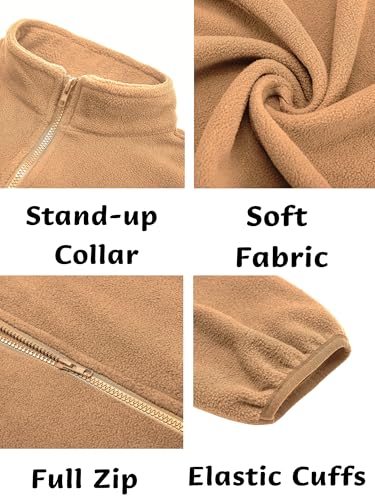 Image of COOFANDY Men Polar Fleece Jacket Lightweight Full Zip Jacket Casual Outdoor | Mock Neck Collar, 4 Deep Pockets, Soft Warm Jacket, Ideal Outer Or Fall Winter Layering Must-Have for Hiking, Outdoor Wear
