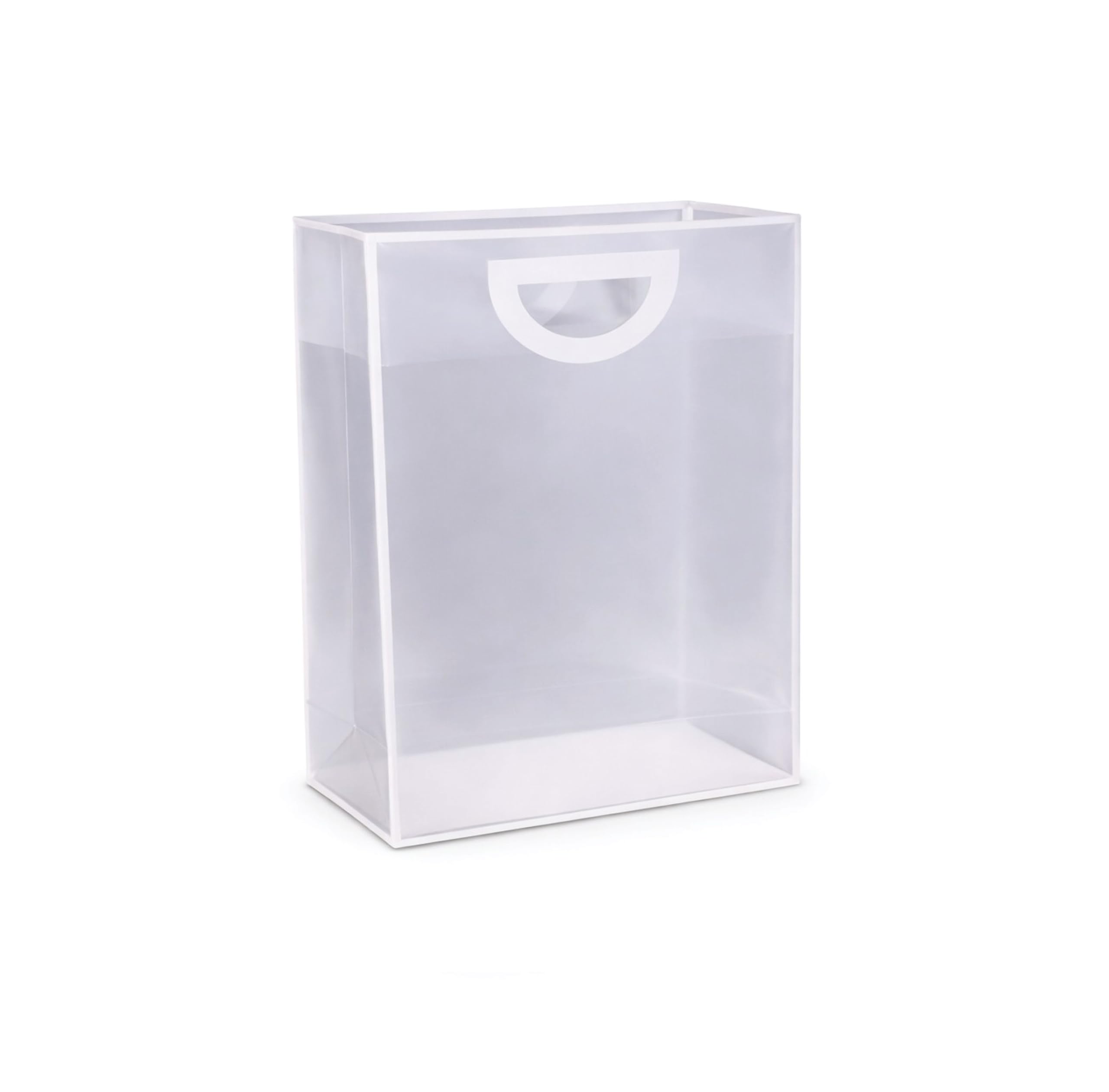 Red Dot Gift® 10-Pack PVC Transparent & White Border Handbag For Baking Packaging 2# Medium (H30*23 * 15cm),Shopping Gift Plastic Bag