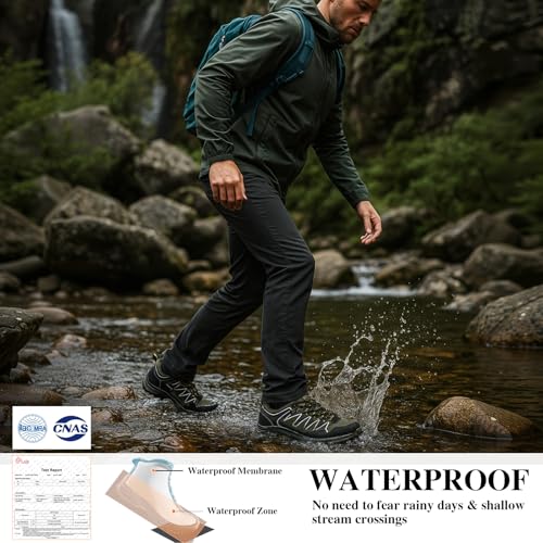 Image of Queday Mens Waterproof Lightweight Hiking Shoes | Breathable, Anti-slip Rubber outsole, Cushioned EVA midsoles, Ideal for daily trail, camping, and climbing