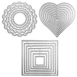 3 Different Shapes of Cutting Dies Stencil Metal Template Molds (Square, Circle Flower & Heart), DaK