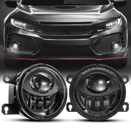 New LED Fog Lights Assembly Compatible with Honda Sedan models 2013-2021 Civic, 2015-2020 Fit, 2019-2020 HR-V, 2013-2015 Accord Replacement Driving lights Fog Lamps DOT Approved Black 1 Pair