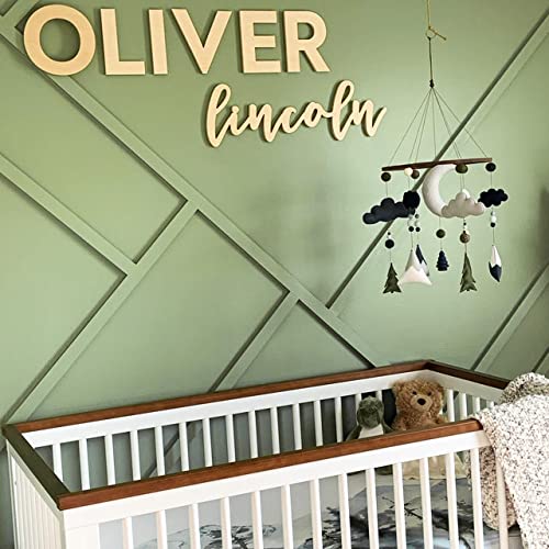 Custom Wooden Name Sign - First and Middle Name - Unpainted Name Sign with Custom Name for Nursery, Kids, Girls, Boys Room Decor