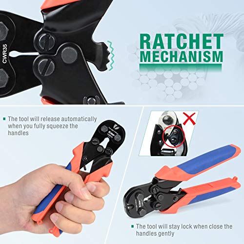 Image of iCrimp Wire Rope Cutter for Max 3.5mm Stainless Steel Cable | CWR35 cutter, 61HRC hard cutting blade, labor saving ratchet, for copper piano bike marine fence aircraft cables