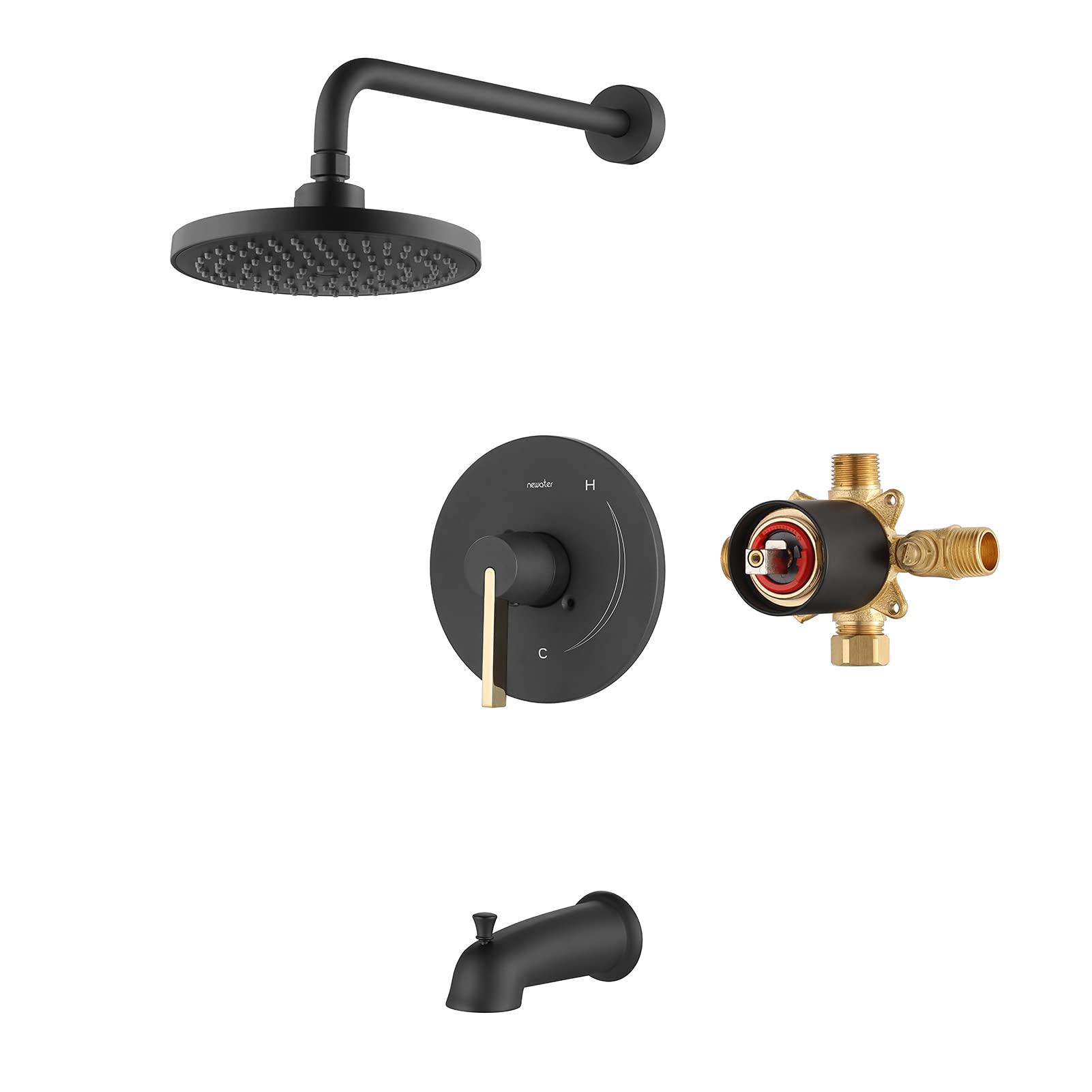 Buy NEWATER Black Shower Faucet Set with Tub Spout, Dual Function