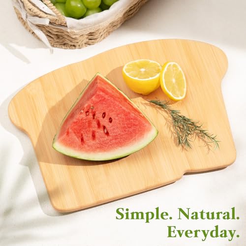 Tabla de cortar de bambú con forma de tostada, regalo divertido para amantes de la panadería y madres que hornean, ideal para Día de la Madre miniatura 7